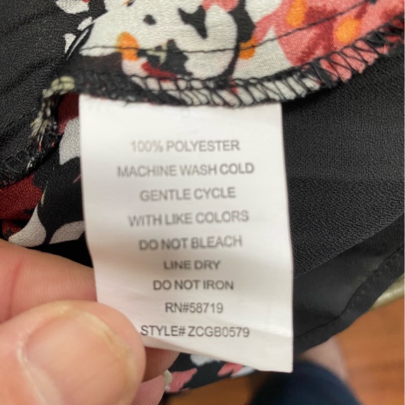 NEW NY Collection Black Orange Floral Button Down Blouse Lace Collar size 1X - Picture 7 of 7